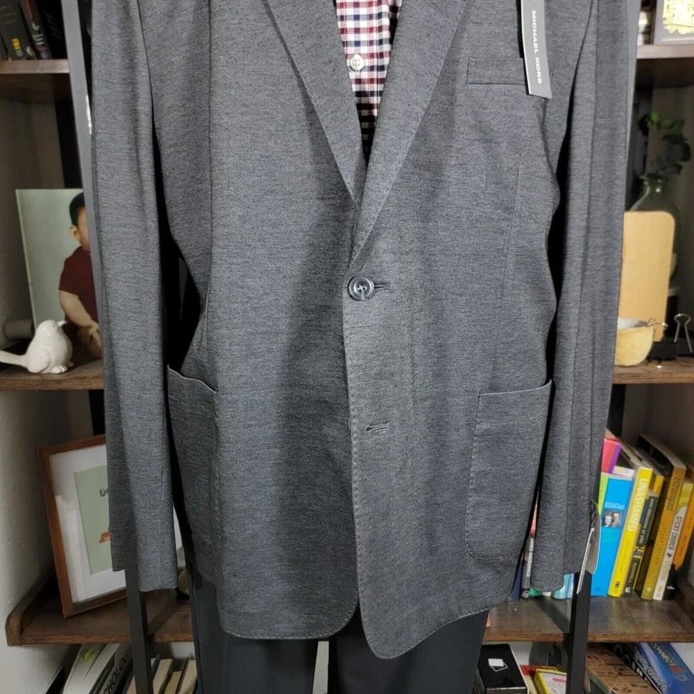 Michael Kors KIMBLE Men's Unstructured Blazer Charcoal Size‎ 52R SLIM FIT NEW